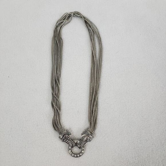 Premier Design Rhinestone Magnetic Choker Multi-strand Necklace Silver Gray - Picture 2 of 6